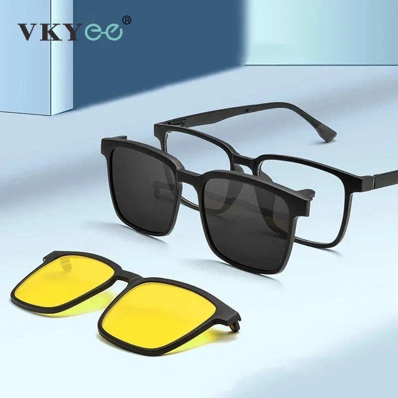 VKYEE Magnetic Clip-On Glasses Driving Polarized Glasses Men's Optical Myopia Glasses Women's Customized Prescription Sunglasses
