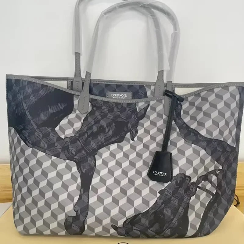 Borsa Tote Luxury Retrò con Stampa Animalier - Grande Capacità Multifunzione