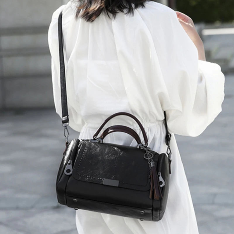 Borsa a Spalla Donna con Nappa - Crossbody Capiente con Zip