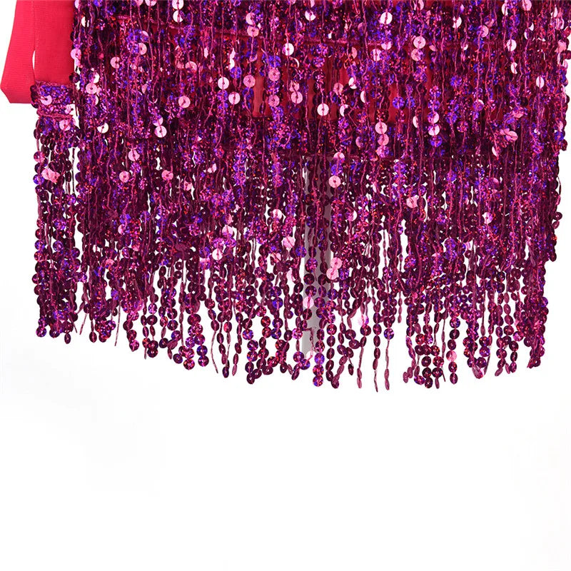 Fascia per Danza del Ventre con Paillettes e Frange - Cintura Decorativa per Performance e Feste