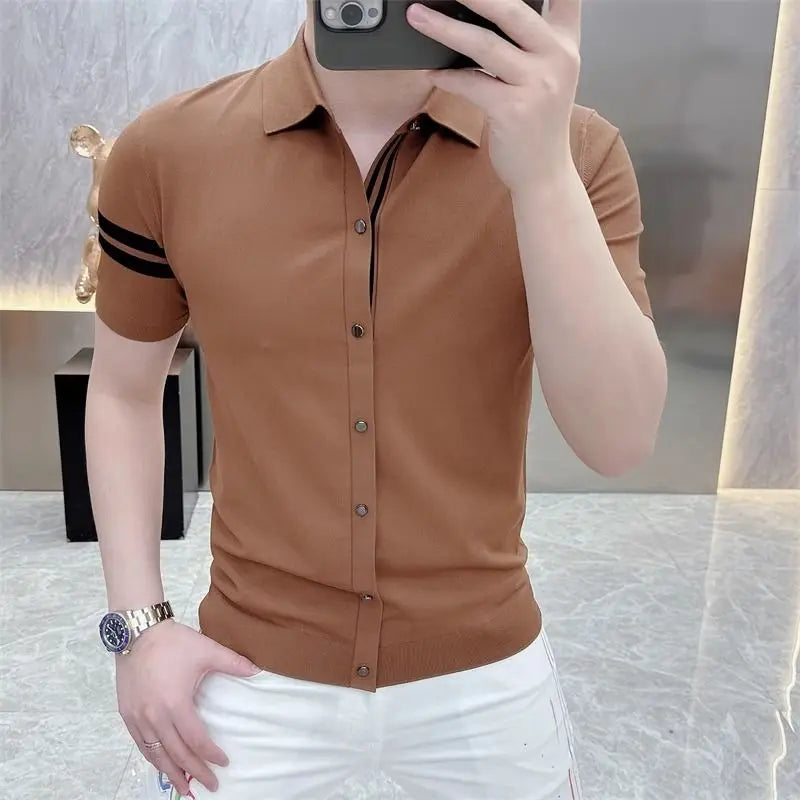 Camicia Uomo Slim Fit Business Casual – Manica Corta Elegante