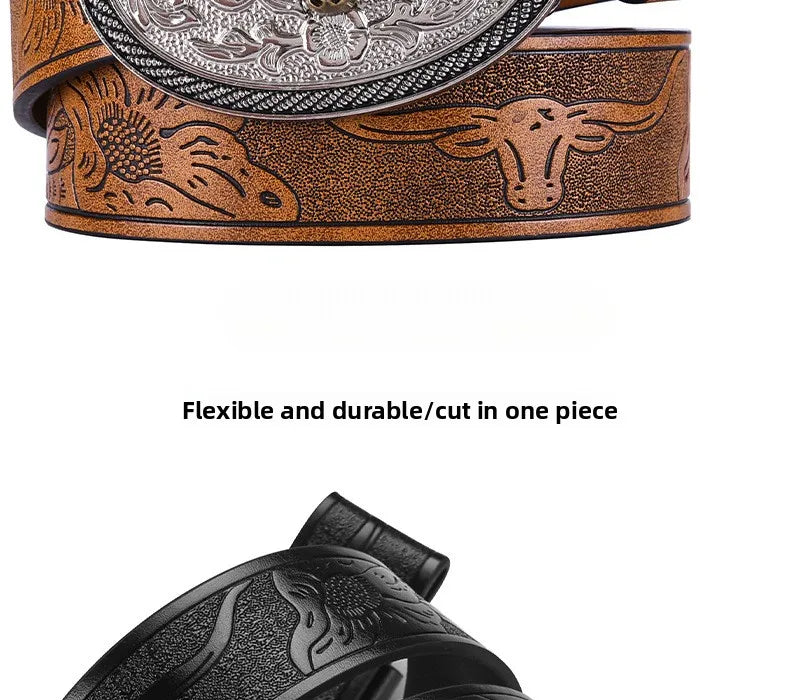 Cintura Western Vintage in Pelle PU - Fibbia con Lettera Classica e Decorazioni Floreali Retrò