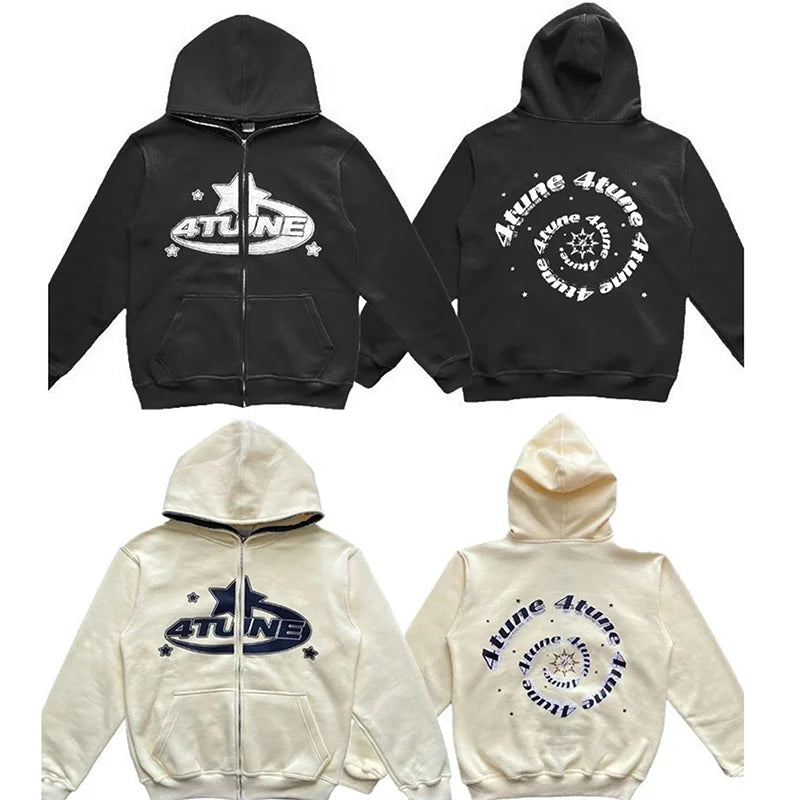 Felpa con Cappuccio Donna Oversized Stampa Stelle Y2K - Streetwear Harajuku Hip Hop Retrò