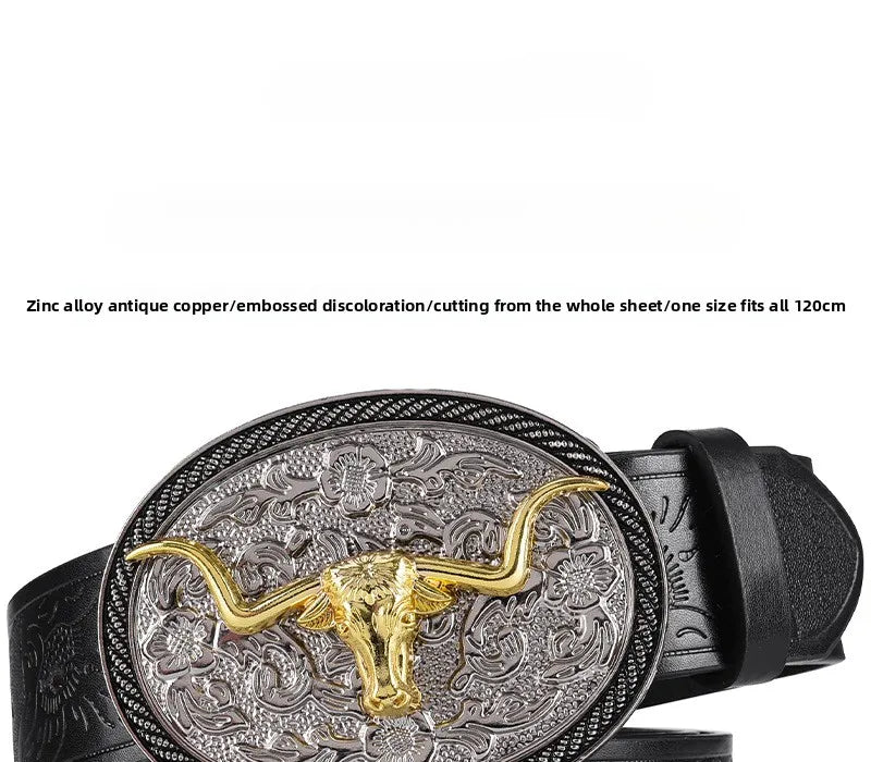 Cintura Western Vintage in Pelle PU - Fibbia con Lettera Classica e Decorazioni Floreali Retrò