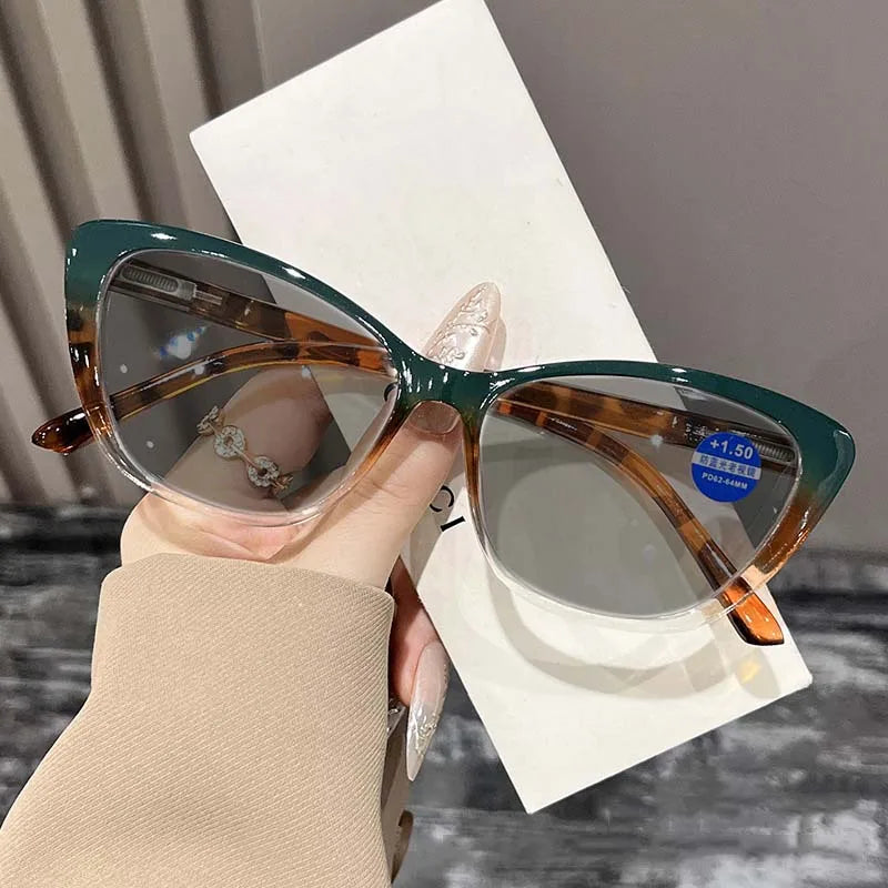 New Fashionable Personalized Color Blocked Cat Eye Women's Myopia Sunglasses Retro Neutral HD Luxury Versatile Sunscreen Glasses