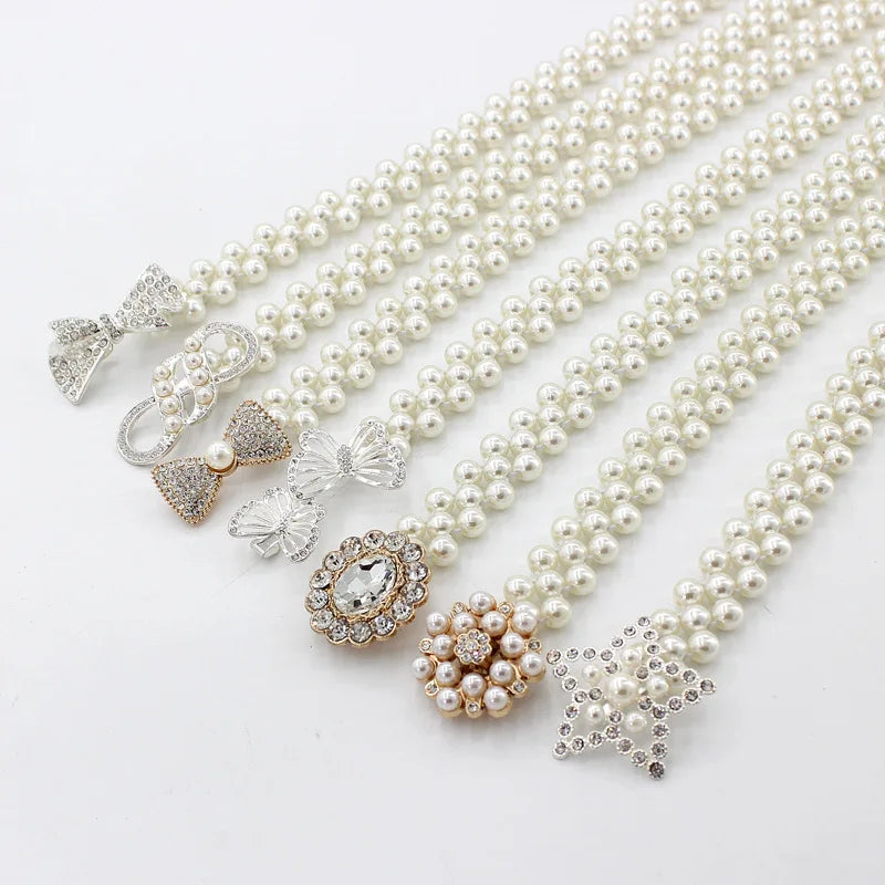 Cintura Elastica Decorativa con Perle e Strass - Accessorio Fashion per Abiti e Vestiti