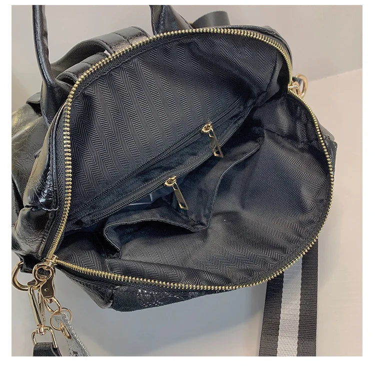 Zaino Donna Fashion con Paillettes - Borsa Scuola in Pelle Morbida per Viaggio