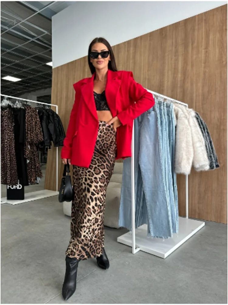 Gonna Lunga Leopardata a Vita Alta - Elegante Street Style