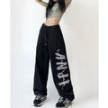 Pantaloni Donna Streetwear | Letter Print Wide Leg Trousers
