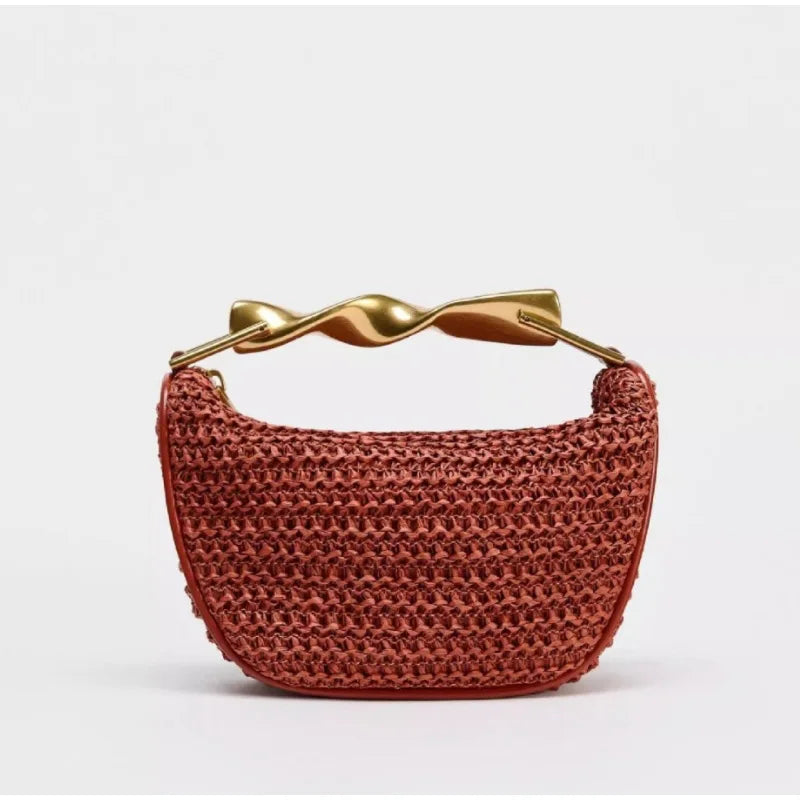 Borsa Cerimonia Intrecciata con Manico Oro - Clutch Elegante per Eventi