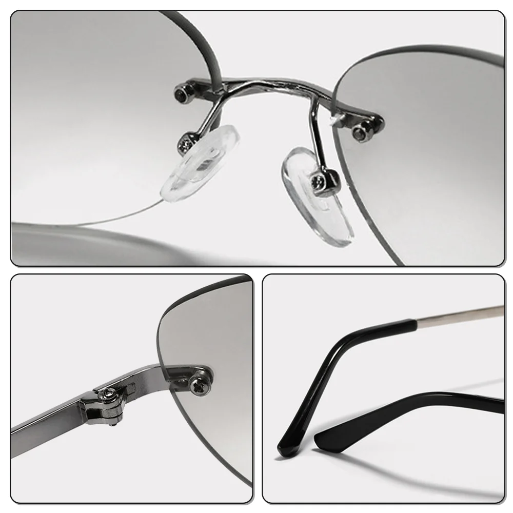 Ralferty Cool Rimless Cat Eye Sunglasses Women Men UV400 2025 Vintage Designer Steampunk Black Sun Glasses Male Retro Shades