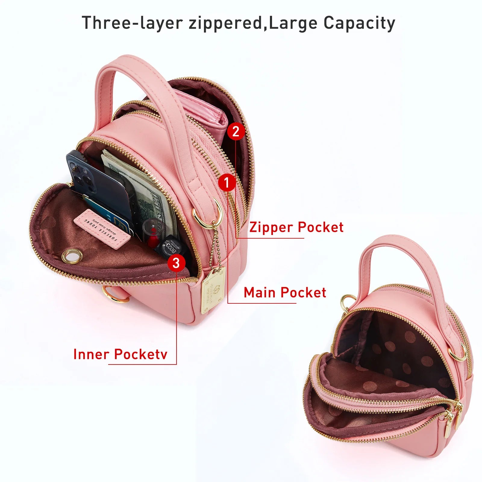 Zaino Mini Donna in Ecopelle — Borsa a Spalla Multifunzione Luxury