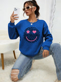 Felpa Donna Stampa Leopardo Happy Face - Pullover Fleece Streetwear Autunno Inverno