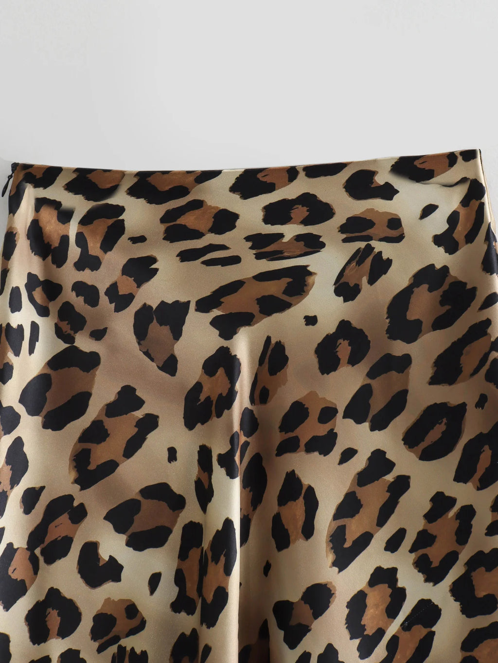 HXAO Women's Skirts Leopard Long Skirts For Women Vintage Satin Animal Print Skirt Woman Fashion High Waist Elegant Midi Skirts