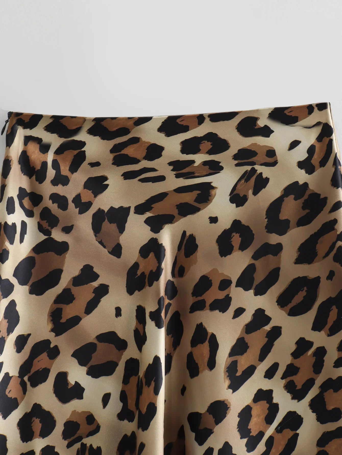 HXAO Women's Skirts Leopard Long Skirts For Women Vintage Satin Animal Print Skirt Woman Fashion High Waist Elegant Midi Skirts