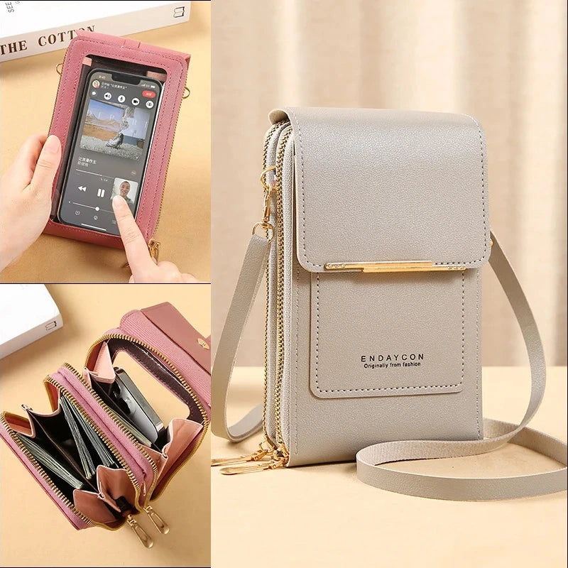 Borsa a Tracolla con Porta Cellulare Touch Screen - Crossbody con Porta Carte
