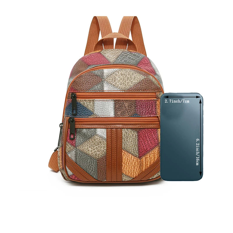Zaino Casual Patchwork Unisex - Borsa a Spalla Resistente per Viaggio
