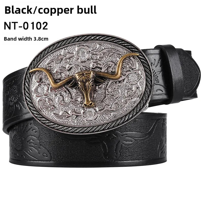 Cintura Western Vintage in Pelle PU - Fibbia con Lettera Classica e Decorazioni Floreali Retrò