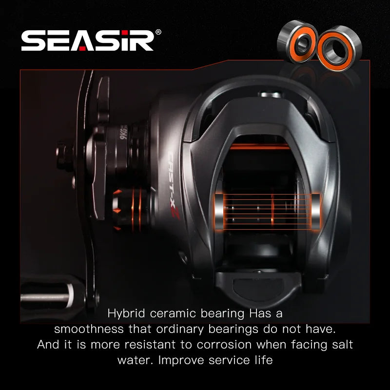 SEASIR Cast-X2 Baitcasting Reel 7.3:1 High Speed Gear Ratio Drag 8.5KG Aluminum Carbon Grip Metal Handle BFS Micro Fishing Reels