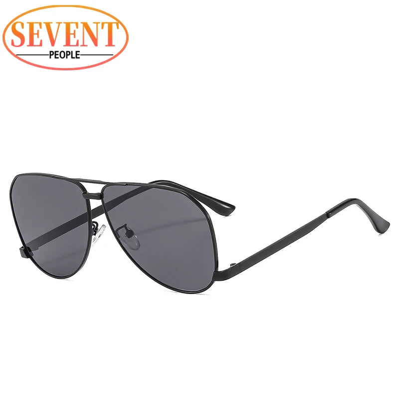 Oversized Pilot Shiled Sunglasses Women 2026 Luxury Brand Vintage Square Metal Frame Shades Eyewear For Ladies Double Beam