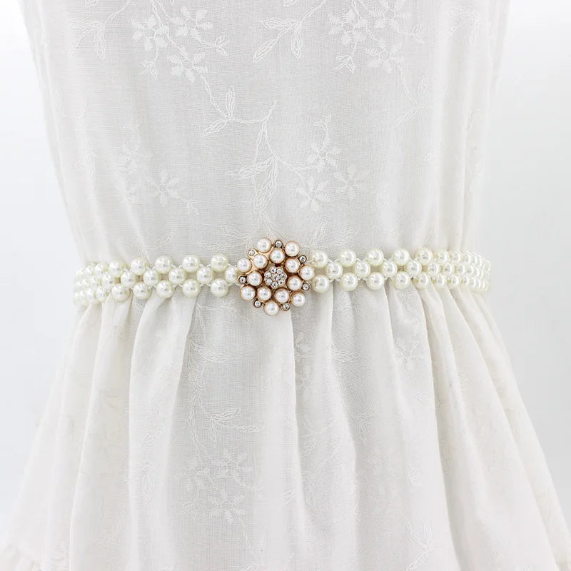 Cintura Elastica Decorativa con Perle e Strass - Accessorio Fashion per Abiti e Vestiti