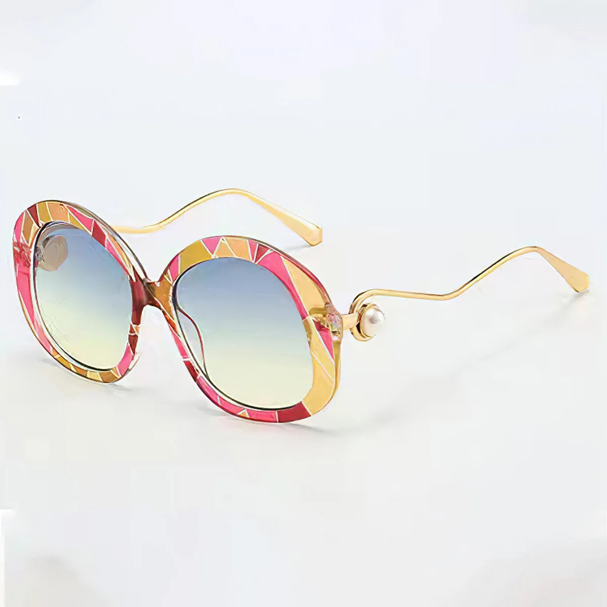 Vintage Sunglasses for Men Exquisite and Fashionable Sunglasses with Golden Frame and Pink Yellow Trim Womens Sunglasses