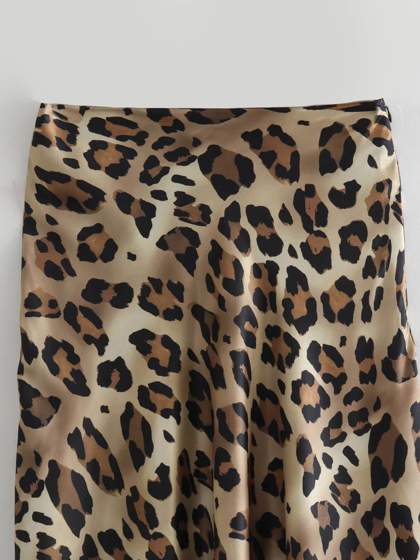 HXAO Women's Skirts Leopard Long Skirts For Women Vintage Satin Animal Print Skirt Woman Fashion High Waist Elegant Midi Skirts