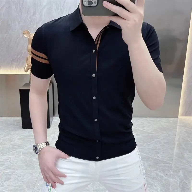 Camicia Uomo Slim Fit Business Casual – Manica Corta Elegante