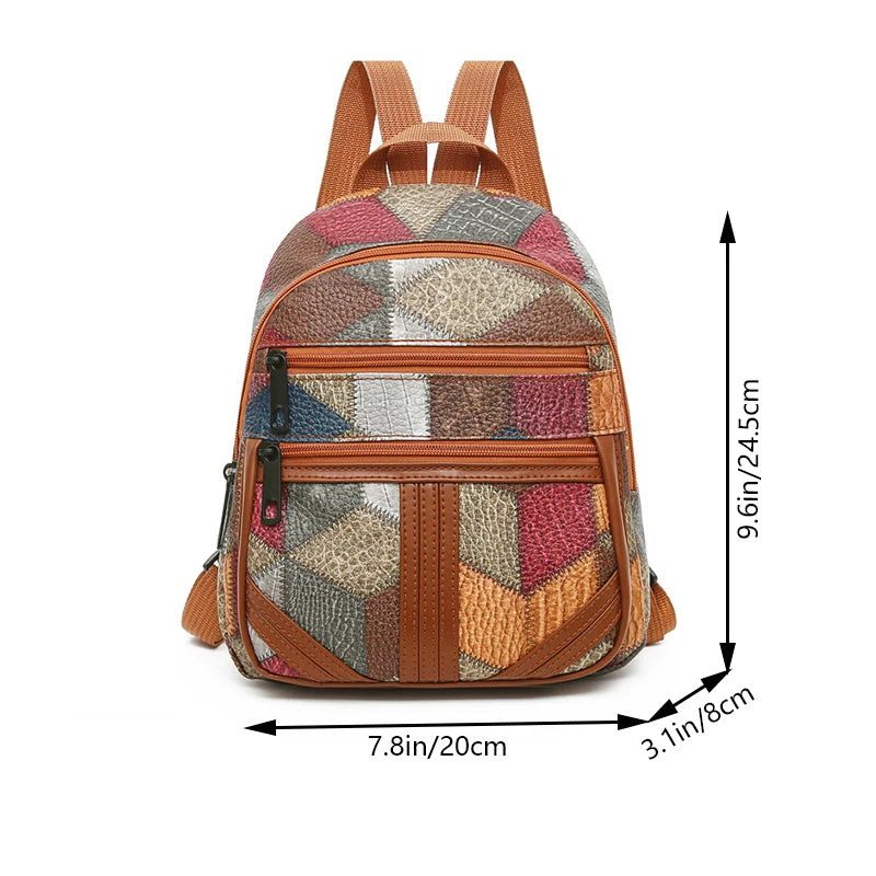 Zaino Casual Patchwork Unisex - Borsa a Spalla Resistente per Viaggio