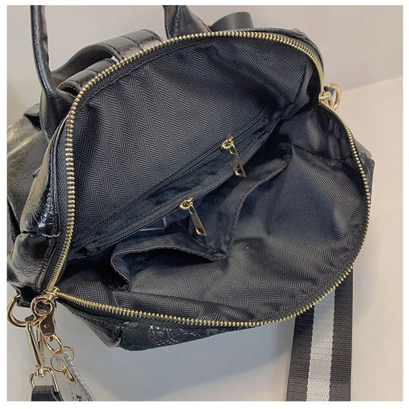 Zaino Donna Fashion con Paillettes - Borsa Scuola in Pelle Morbida per Viaggio