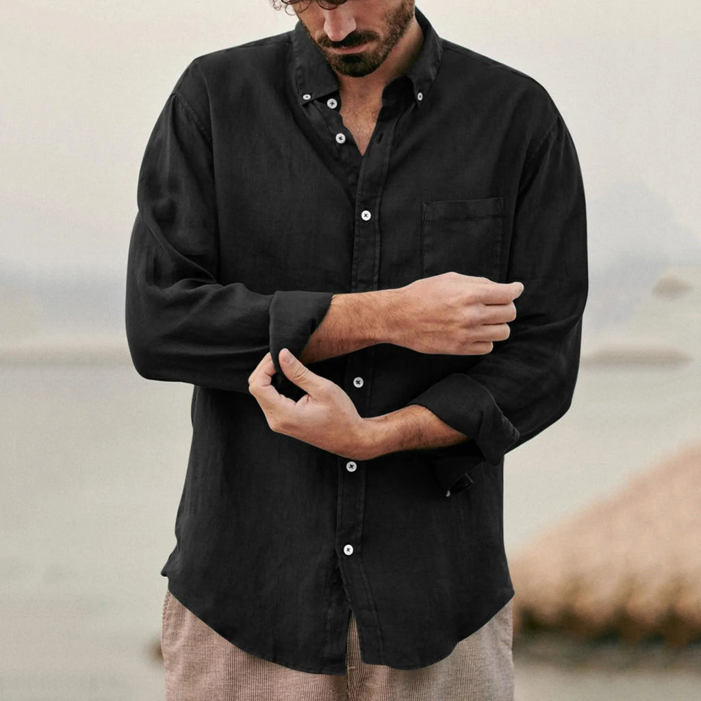 Camicia Uomo Lino Casual Retrò – Cardigan Versatile 4 Stagioni